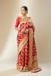 Red Banarasi Satin Silk Saree