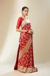 Red Banarasi Satin Silk Saree