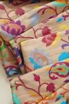 Ivory Floral Printed Banarasi Tussar Silk saree