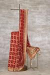 Red Banarasi Embroidered Bandhani Saree