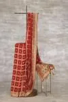 Red Banarasi Embroidered Bandhani Saree