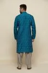 Cobalt Blue Ikat Pathani Suit