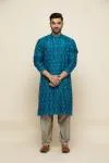 Cobalt Blue Ikat Pathani Suit