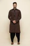 Black Ikat Silk Pathani Suit