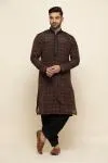 Black Ikat Silk Pathani Suit