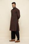 Black Ikat Silk Pathani Suit