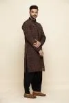 Black Ikat Silk Pathani Suit