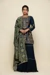 Prussian Blue Silk Sharara Suit