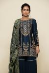 Prussian Blue Silk Sharara Suit