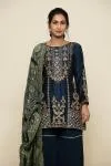 Prussian Blue Silk Sharara Suit