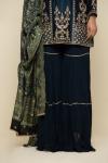 Prussian Blue Silk Sharara Suit