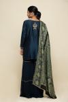 Prussian Blue Silk Sharara Suit