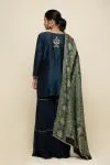 Prussian Blue Silk Sharara Suit