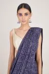 Aubergine Purple Sequin Embellished Georgette Saree