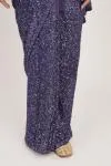 Aubergine Purple Sequin Embellished Georgette Saree