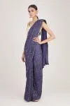 Aubergine Purple Sequin Embellished Georgette Saree