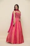 Pink Bandhani Silk Anarkali Suit