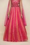 Pink Bandhani Silk Anarkali Suit