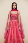 Pink Bandhani Silk Anarkali Suit