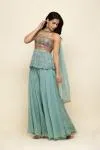 Pale Blue Goergette Sharara Suit
