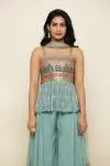 Pale Blue Goergette Sharara Suit