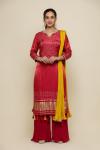 Deep Red Bandhani Sharara Suit