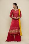 Deep Red Bandhani Sharara Suit