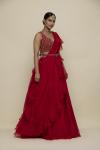 Scarlet Red Organza Lehenga