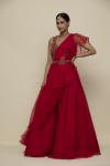 Scarlet Red Organza Lehenga