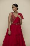 Scarlet Red Organza Lehenga