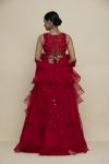 Scarlet Red Organza Lehenga