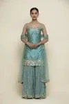 Aqua Blue Silk Garara Suit