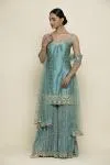 Aqua Blue Silk Garara Suit