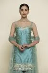 Aqua Blue Silk Garara Suit