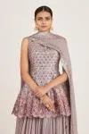 Scalloped pink sharara set