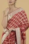 Crimson Red Bandhani Georgette Saree