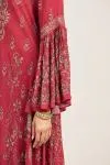 Pink flare sleeve straight kurta set