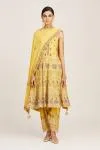 Yellow embroidered kurta salwar set