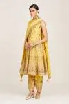 Yellow embroidered kurta salwar set