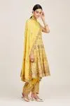 Yellow embroidered kurta salwar set