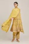 Yellow embroidered kurta salwar set