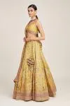 Yellow Floral Design Silk Lehenga