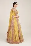 Yellow Floral Design Silk Lehenga