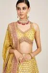 Yellow Floral Design Silk Lehenga