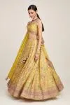 Yellow Floral Design Silk Lehenga