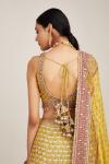 Yellow Floral Design Silk Lehenga