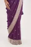 Aubergine Purple Georgette Saree