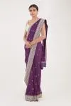 Aubergine Purple Georgette Saree