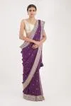 Aubergine Purple Georgette Saree