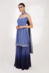 Ombre Blue Chikankari Sharara Set